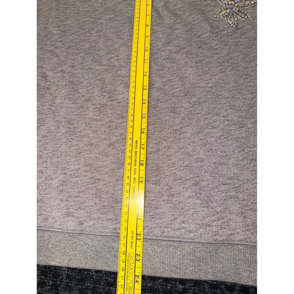 ESSENTIEL ANTWERP Rhinestone Beads Flower Sweatshirt‎ Grey Crewneck Sz 3 L - Picture 6 of 7